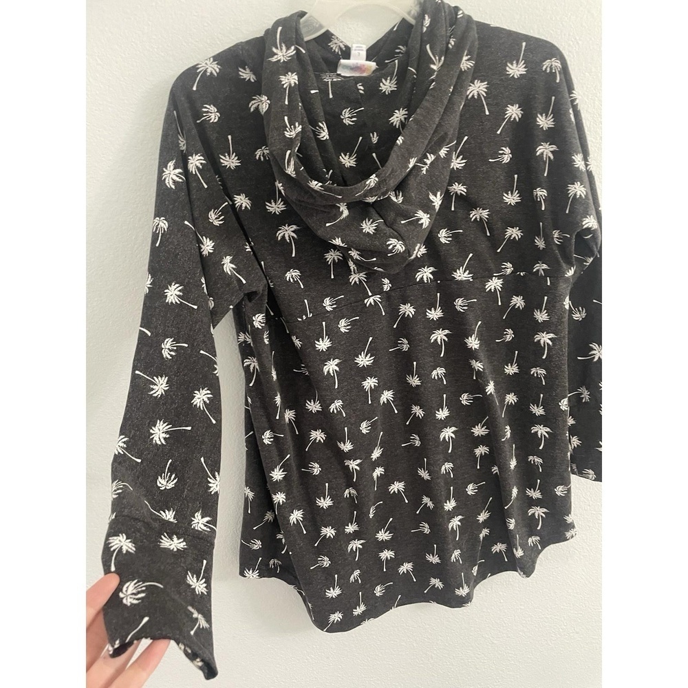Lularoe Amber Hoodie With Front Pouch Palm Trees Gray Size Large - Picture 6 of 8